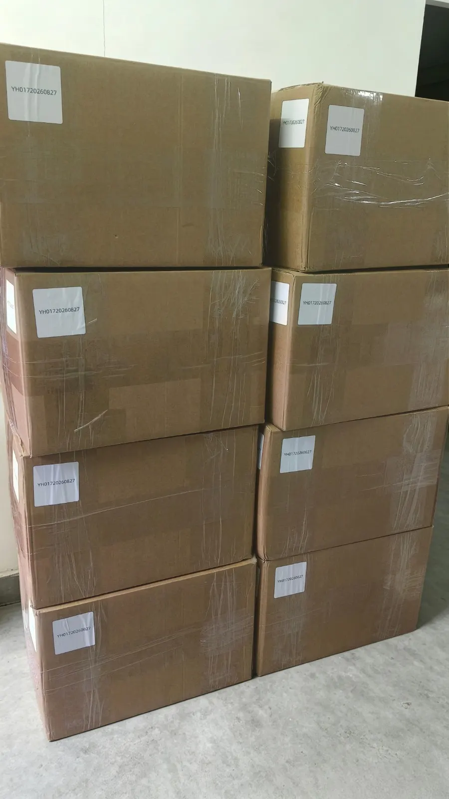 Bulk production run of pet products packed in cartons ready for shipping to a Shopify brand
