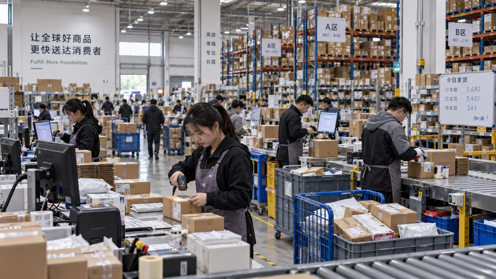 Inside the Axono Shipping warehouse in China where Shopify pet product orders are packed and dispatched